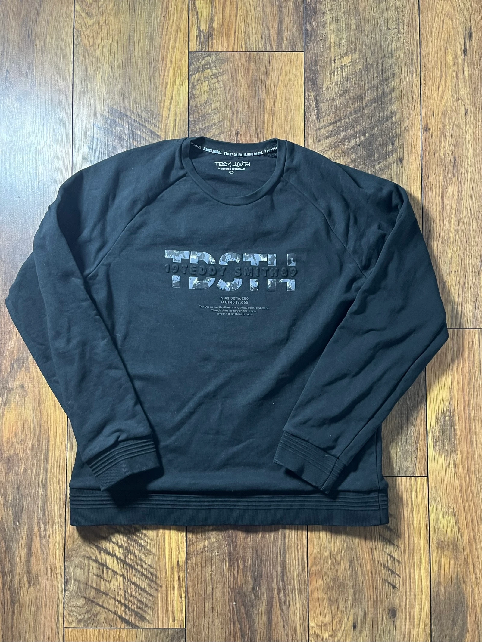 Sweat col rond noir manches raglan coupe regular - Teddy Smith - taille L - très bon état